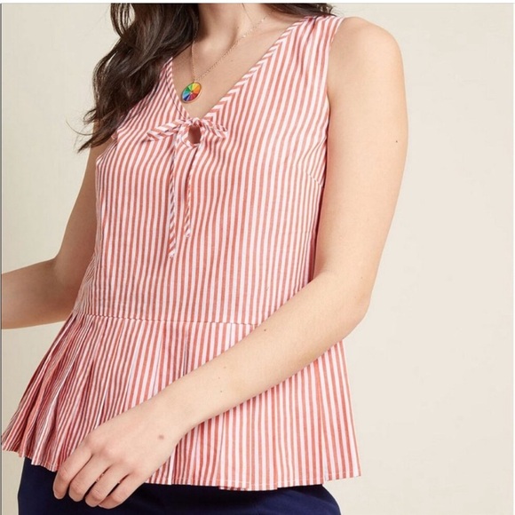 Modcloth Optimistic Essence Peplum Top(105) - Picture 2 of 6